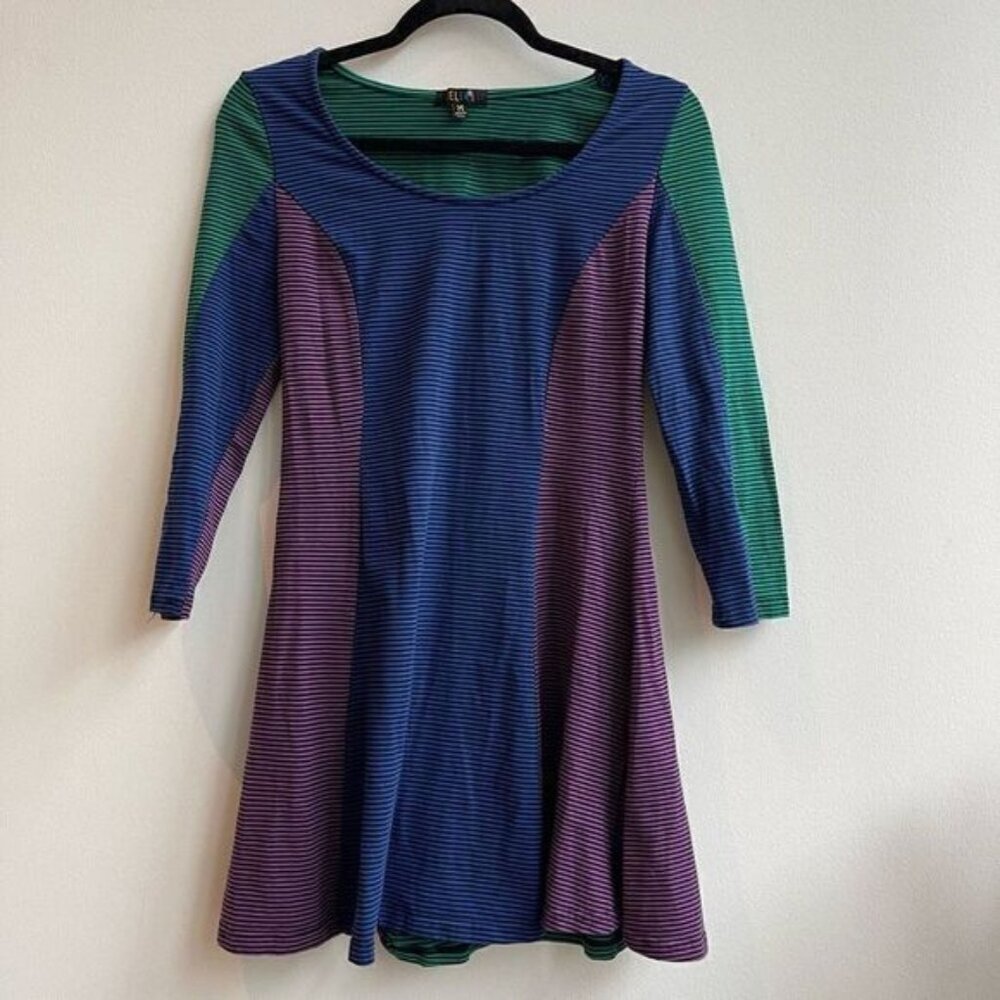 Delias Womens Mini Dress A-line Long Sleeve Stripe Multicolor Size Medium
